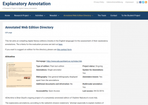 Annotated Web Edition Directory